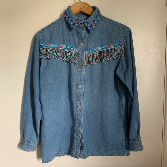 Vintage Gitano Jeans and Shirt Set Western Beaded Youth 9/10 11/12 Stampede - Picture 3 of 13